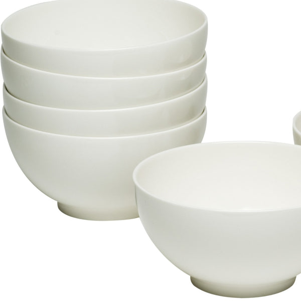 Homeroots White Six Piece Porcelain Service For Six Bowl Set   483486