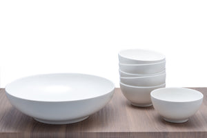 Homeroots White Six Piece Porcelain Service For Six Bowl Set   483486