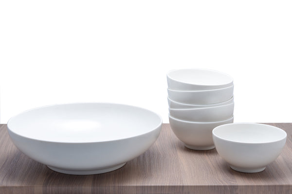 Homeroots White Six Piece Porcelain Service For Six Bowl Set   483486