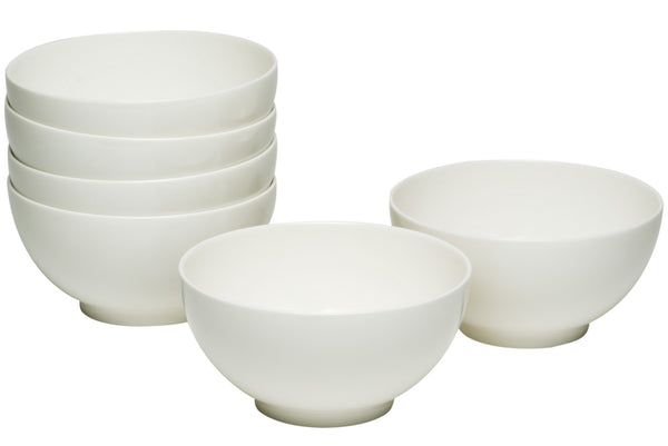 Homeroots White Six Piece Porcelain Service For Six Bowl Set   483486