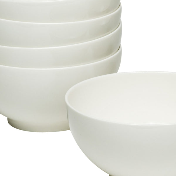 Homeroots White Six Piece Porcelain Service For Six Bowl Set   483486