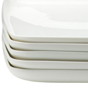 Homeroots White Six Piece Rectangle Porcelain Service For Six Dinner Plate Set   483487