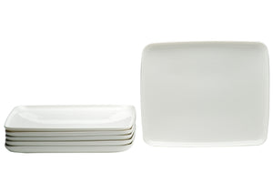 Homeroots White Six Piece Rectangle Porcelain Service For Six Dinner Plate Set   483487
