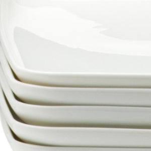 Homeroots White Six Piece Rectangle Porcelain Service For Six Dinner Plate Set   483487