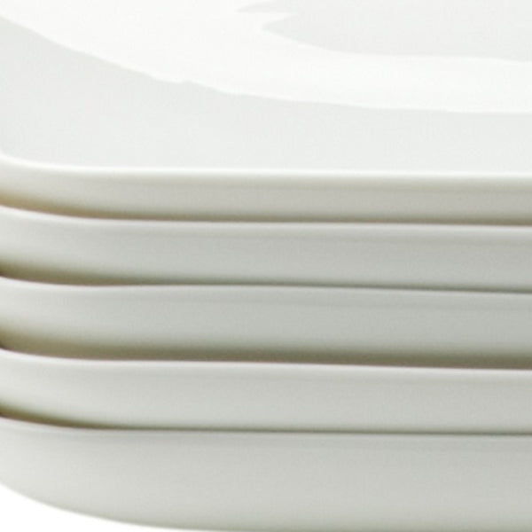 Homeroots White Six Piece Rectangle Porcelain Service For Six Dinner Plate Set   483487