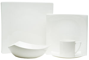Homeroots White Five Piece Square Bone China Dinnerware Set   483489