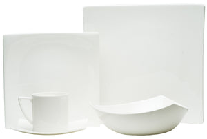 Homeroots White Five Piece Square Bone China Dinnerware Set   483489