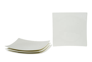 Homeroots White Six Piece Square Bone China Service For Six Dinner Plate Set   483491
