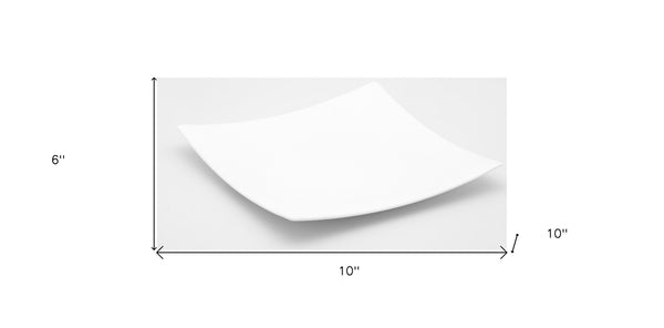 Homeroots White Six Piece Square Bone China Service For Six Dinner Plate Set   483491