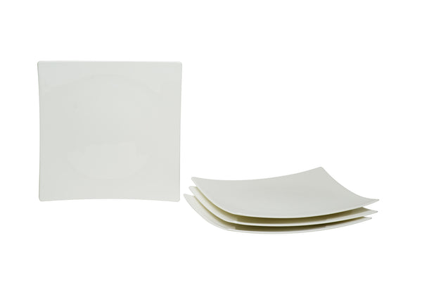 Homeroots White Six Piece Square Bone China Service For Six Salad Plate Set   483492
