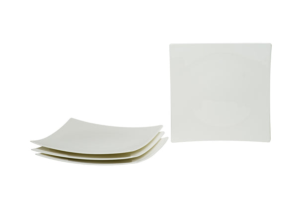 Homeroots White Six Piece Square Bone China Service For Six Salad Plate Set   483492