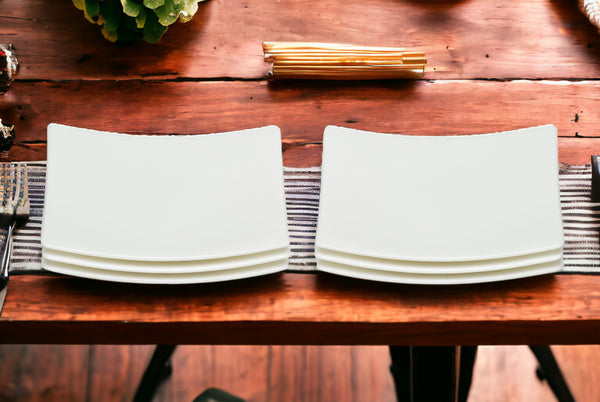 Homeroots White Six Piece Square Bone China Service For Six Bread And Butter Set   483497