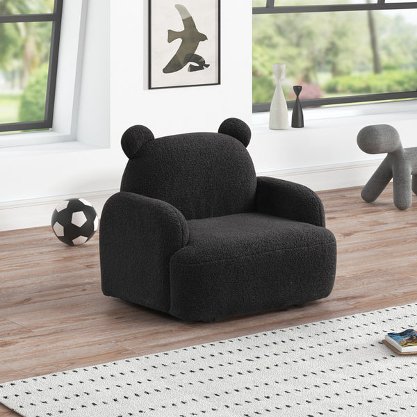 English Elm Sherpa Bear-Shaped Kids Armchair with Plush Sherpa Upholstery and Embellished Ears for Cozy Playtime Black B016P404101