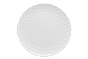 Homeroots White Six Piece Round Pebbled Porcelain Service For Six Dinner Plate Set   483507