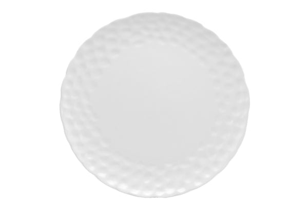 Homeroots White Six Piece Round Pebbled Porcelain Service For Six Dinner Plate Set   483507