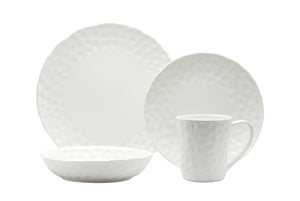 Homeroots White Six Piece Round Pebbled Porcelain Service For Six Dinner Plate Set   483507