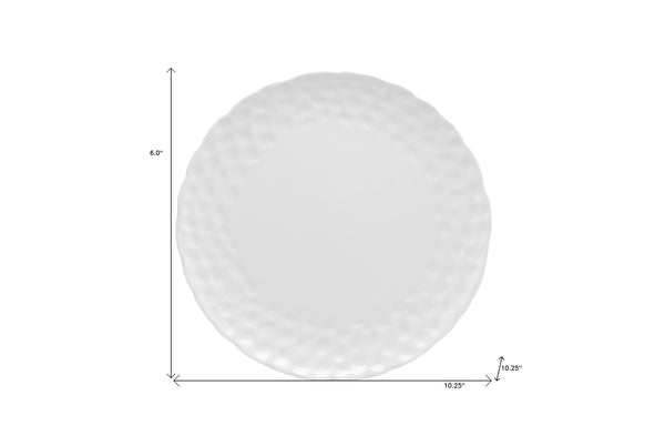 Homeroots White Six Piece Round Pebbled Porcelain Service For Six Dinner Plate Set   483507