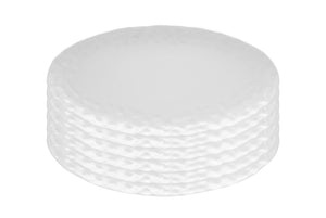 Homeroots White Six Piece Round Pebbled Porcelain Service For Six Dinner Plate Set   483507