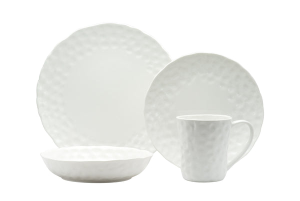Homeroots White Six Piece Round Pebbled Porcelain Service For Six Salad Plate Set   483508