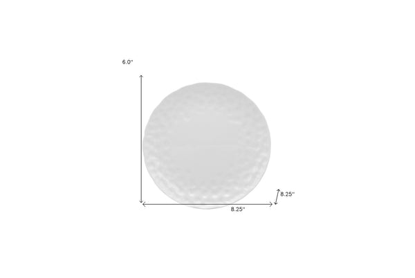 Homeroots White Six Piece Round Pebbled Porcelain Service For Six Salad Plate Set   483508