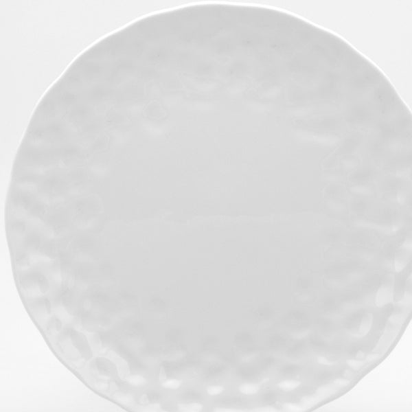 Homeroots White Six Piece Round Pebbled Porcelain Service For Six Salad Plate Set   483508