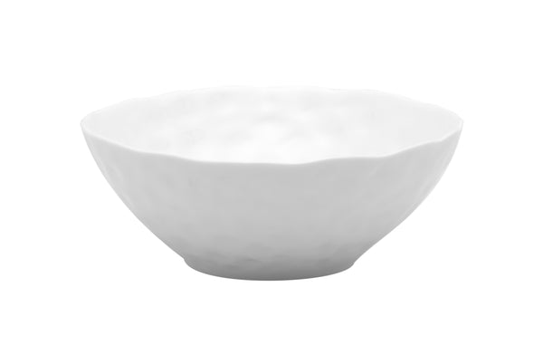 Homeroots White Six Piece Round Pebbled Porcelain Service For Six Bowl Set   483511