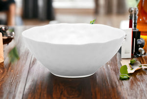 Homeroots White Six Piece Round Pebbled Porcelain Service For Six Bowl Set   483511