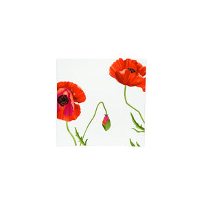 Homeroots Red And White Four Piece Square Floral Bone China Dinnerware Set   483517