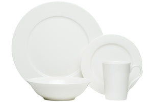 Homeroots White Sixteen Piece Round Bone China Service For Four Dinnerware Set   483518