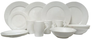 Homeroots White Sixteen Piece Round Bone China Service For Four Dinnerware Set   483518