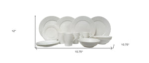 Homeroots White Sixteen Piece Round Bone China Service For Four Dinnerware Set   483518