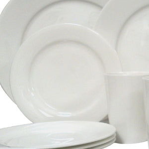 Homeroots White Sixteen Piece Round Bone China Service For Four Dinnerware Set   483518