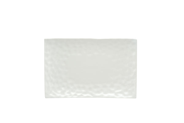 Homeroots White Six Piece Rectangle Pebbled Porcelain Service For Six Salad Plate Set   483521