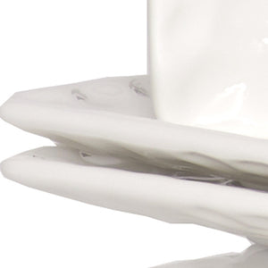 Homeroots White Six Piece Rectangle Pebbled Porcelain Service For Six Salad Plate Set   483521