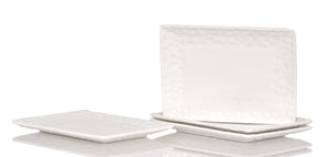 Homeroots White Six Piece Rectangle Pebbled Porcelain Service For Six Salad Plate Set   483521