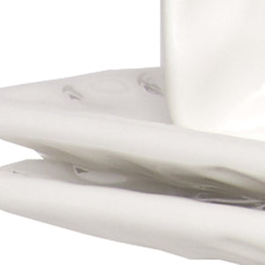 Homeroots White Six Piece Rectangle Pebbled Porcelain Service For Six Salad Plate Set   483521