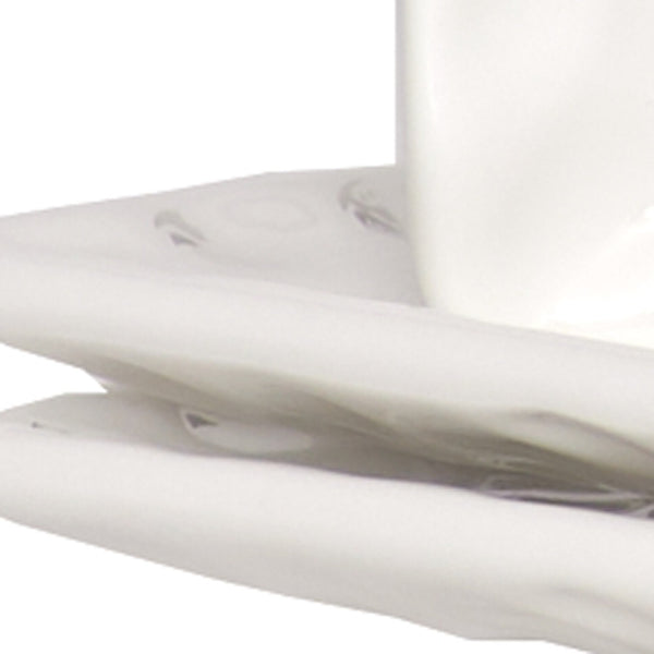 Homeroots White Six Piece Rectangle Pebbled Porcelain Service For Six Salad Plate Set   483521