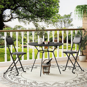 English Elm 2pcs Folding Stool with Back, Cushioned Portable Padded Chairs for Indoor Outdoor Café Kitchen Events Seating W2580P314330