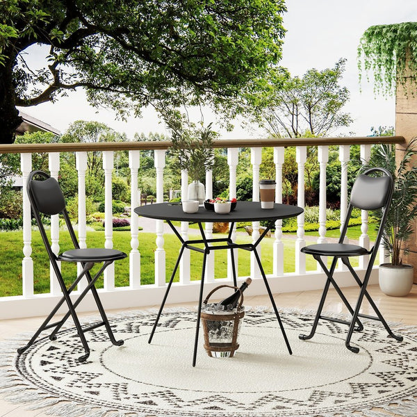 English Elm 2pcs Folding Stool with Back, Cushioned Portable Padded Chairs for Indoor Outdoor Café Kitchen Events Seating W2580P314330