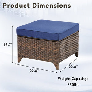 English Elm Outdoor Handwoven Pe Wicker Ottoman Set Patio Footrests with Weather Resistant Frame T3773P418190