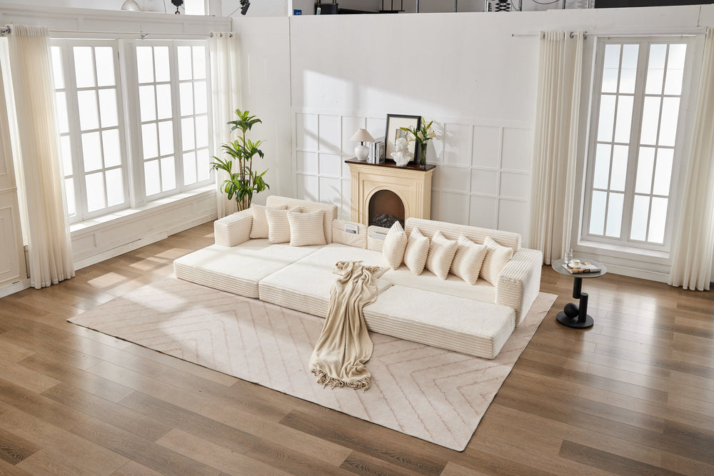 English Elm Convertible Floor Sofa Bed – Space-Saving Corduroy Couch, Versatile & Portable Foldable Sleeper Sofa W2915S00075