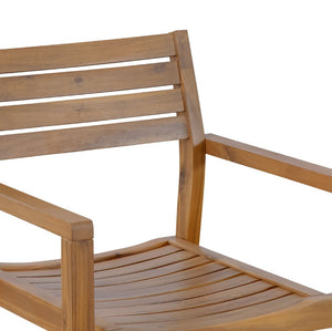 English Elm U_style Solid Acacia Wood Round Outdoor Dining Set Seats Four with Slatted Design Natural WY000475AAO
