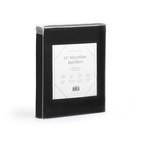 English Elm Weekender 14" Microfiber Bed Skirt King - Black, Wrinkle & Fade Resistant, Secure No-Show Fit B350P394968