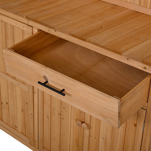 English Elm (with Hutch) Topamx Solid Fir Potting Bench Patio Workstation Spice Rack Drawer Natural N717P404330A
