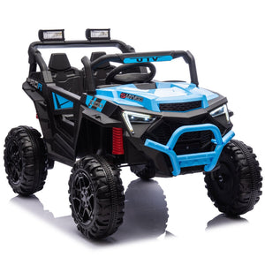 English Elm 24v 400w Kids Electric Utv Ride on with Remote Bluetooth Led Suspension Cockpit Blue W1578P284296
