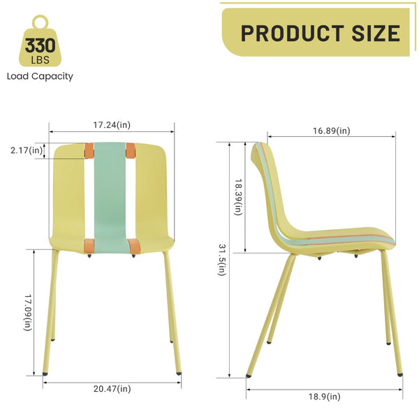 English Elm Holiday Stackable Polypropylene Side Chair Set of Four for Indoor Outdoor Dining Grain Yellow,Haze Green,Tropical Orange W3450P447384
