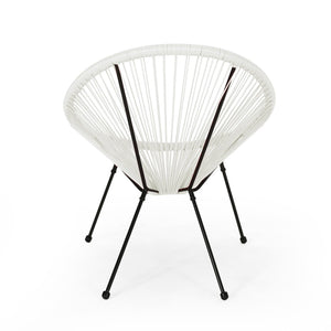 English Elm Anson Outdoor Accent Chairs Set of 2 Woven Rattan Basket Seat Patio Lounge Pair White N773P404950W