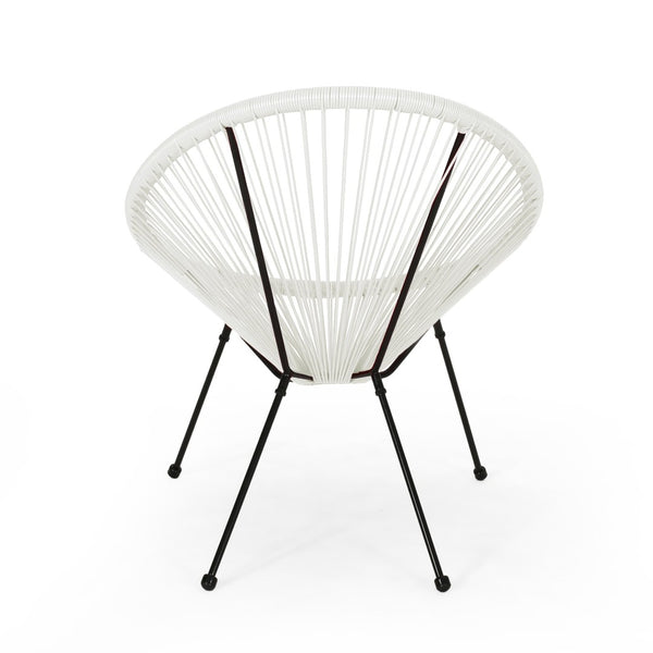 English Elm Anson Outdoor Accent Chairs Set of 2 Woven Rattan Basket Seat Patio Lounge Pair White N773P404950W