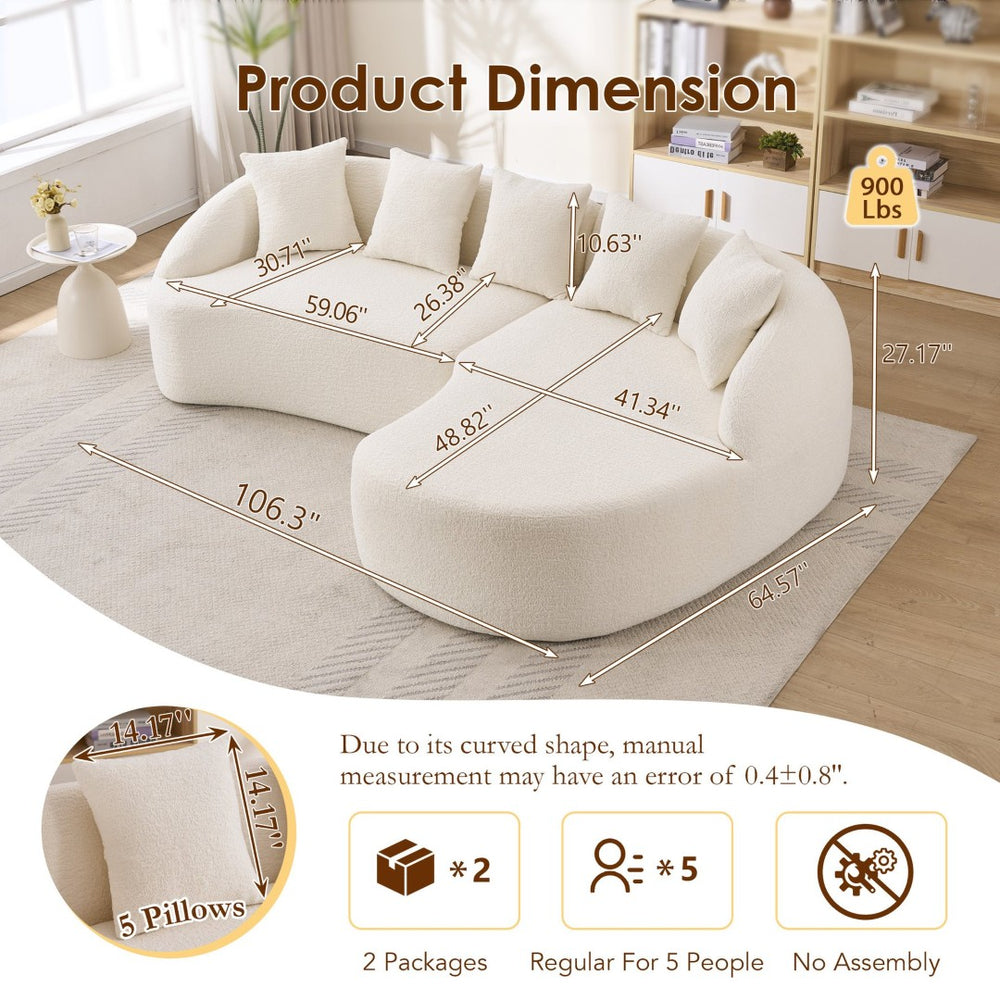 English Elm New Chenille L-shaped Sectional Curved Chaise Modular Sofa for Modern Living Spaces W2231S00053