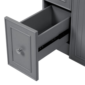English Elm 24" Gray Bathroom Vanity Cabinet with Ceramic Sink, Soft-Close Door, 2 Drawers, Smart Storage, Durable Design N729P264336E